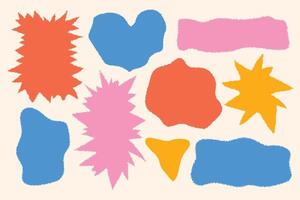 Abstract colorful shapes set, organic blobs and doodle elements for modern playful design. Hand-drawn collection of abstract colorful shapes and organic blobs. Perfect for playful modern designs. vector