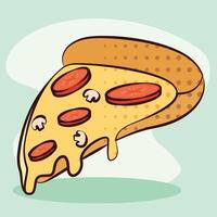 Pizza slice with toppings. vector