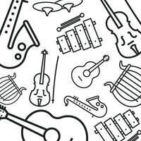 Music instruments doodle set. vector