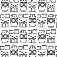 Drum instruments outline set. vector