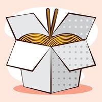 Noodles in takeaway box. vector