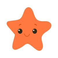 A cartoon star with a big smile on its face. The star is orange and has a happy expression vector