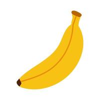 A banana is shown in a cartoon style. The banana is yellow and has a stem. The banana is the main focus of the image vector