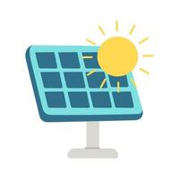 A solar panel with a sun shining on it. Concept of harnessing the power of the sun to generate electricity vector