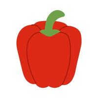 A red pepper with a green stem. The pepper is cut in half and the stem is visible vector