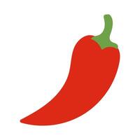 A red pepper is shown in a cartoon style. The pepper is cut in half and the stem is visible vector
