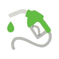 A green gas pump with a green hose and a green liquid coming out of it. Concept of refueling a vehicle vector
