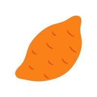 A large orange potato with a green stem. The potato is sitting on a white background. The potato is the main focus of the image vector