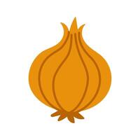 A cartoon drawing of a large orange onion. The onion is drawn in a stylized way, with a pointed top and a stem. The drawing is bright and cheerful, with a sense of playfulness vector