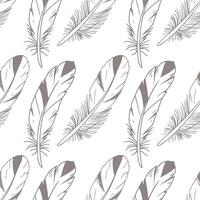 Seamless pattern with elegant feathers. Illustration in grey and white colors. vector