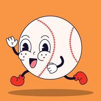 Pixel art of a baseball ball animated with hands and legs vector