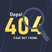 404 search magnifier error. vector