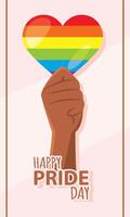Raised fist holding heart shape. vector