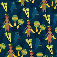 Samba parrot maracas scene. vector