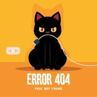 Cat unplugged 404 page. vector