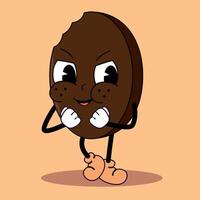 Pixel art of a chocolate cookie animated with hands and legs vector
