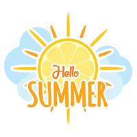 Hello summer lemon sun. vector