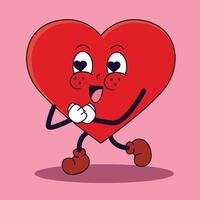 Cheerful heart character depicted in a pixel art style vector