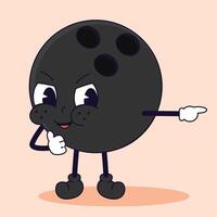 A humorous scene of a bowling ball with arms and legs vector
