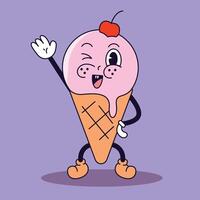 Pixel art of an ice cream animated with hands and legs vector