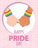 Fist bump with rainbow bracelets. vector