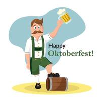 Oktoberfest man with beer. vector