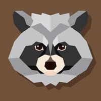 Low poly raccoon head front. vector