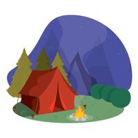 Forest tent at twilight. vector