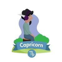 Capricorn man sitting calm. vector