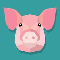 Low poly pig head front. vector