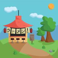 Japanese ramen shop view. vector