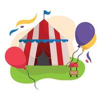 Circus tent with balloons. vector