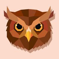 Low poly owl head front. vector