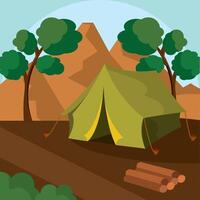 Camp in desert valley. vector