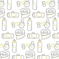 Outlined gym items pattern. vector