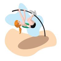 Pole vaulter mid jump action. vector