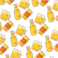 Beer mugs and bottles pattern. vector