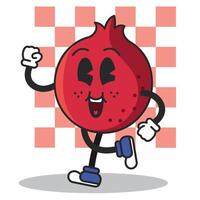 Running pomegranate fun. vector