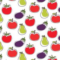 Outlined fruits pattern set. vector