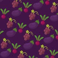 Purple pattern with veggies. vector