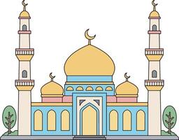 Illustration of a mosque with minarets and a dome vector