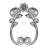 Engraved swirl baroque floral element and frame illustration vector
