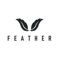 feather logo design simple black silhouette concept of bird feathers and as a symbol of brand design template illustration vector