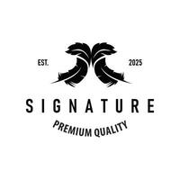 feather logo design, simple black silhouette concept of bird feathers and as a symbol of brand design template vector