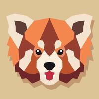 Geometric red panda face art. vector