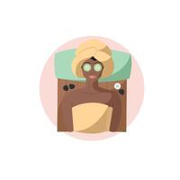 Spa client with cucumber mask. vector