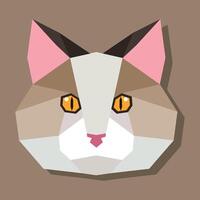 Low poly cat head front. vector
