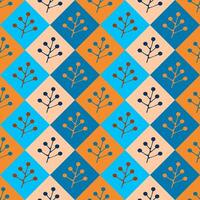 Geometric seamless tiles pattern with botanical ornament vector