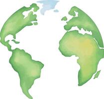 Watercolor style globe illustration without ocean. vector