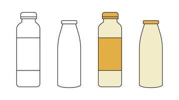 Design template milk bottle retro with line art vector
